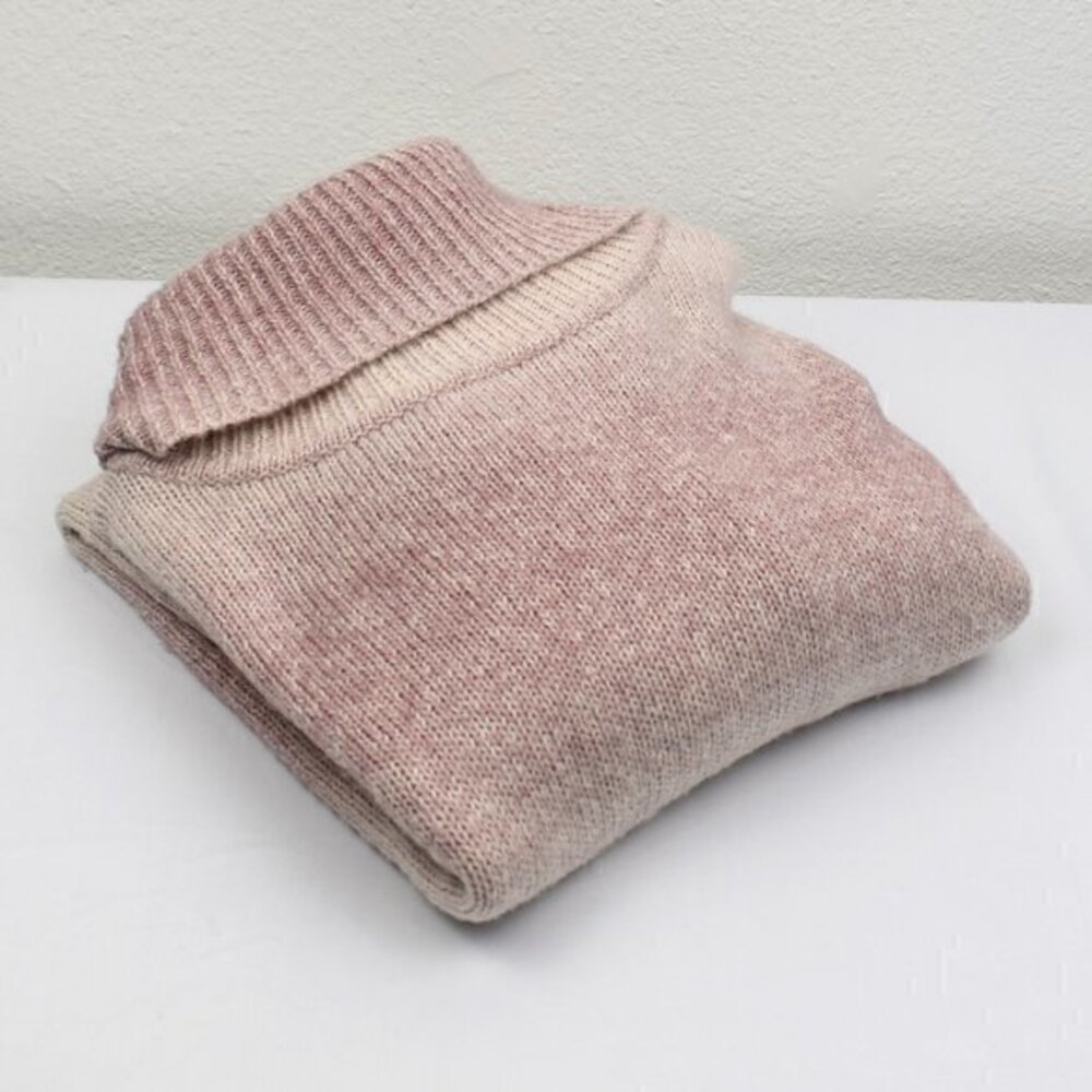 CHAPS Knit Cowl Neck Pullover Sweater Size XL Color Pink/Cream Ombre Gently Used